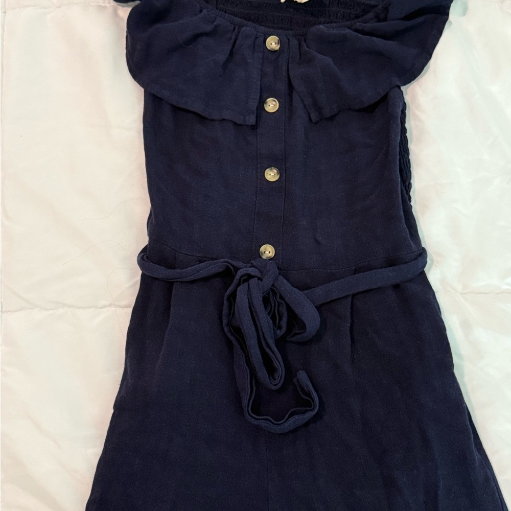 Monteau Navy Blue Jumpsuit with Button Detail